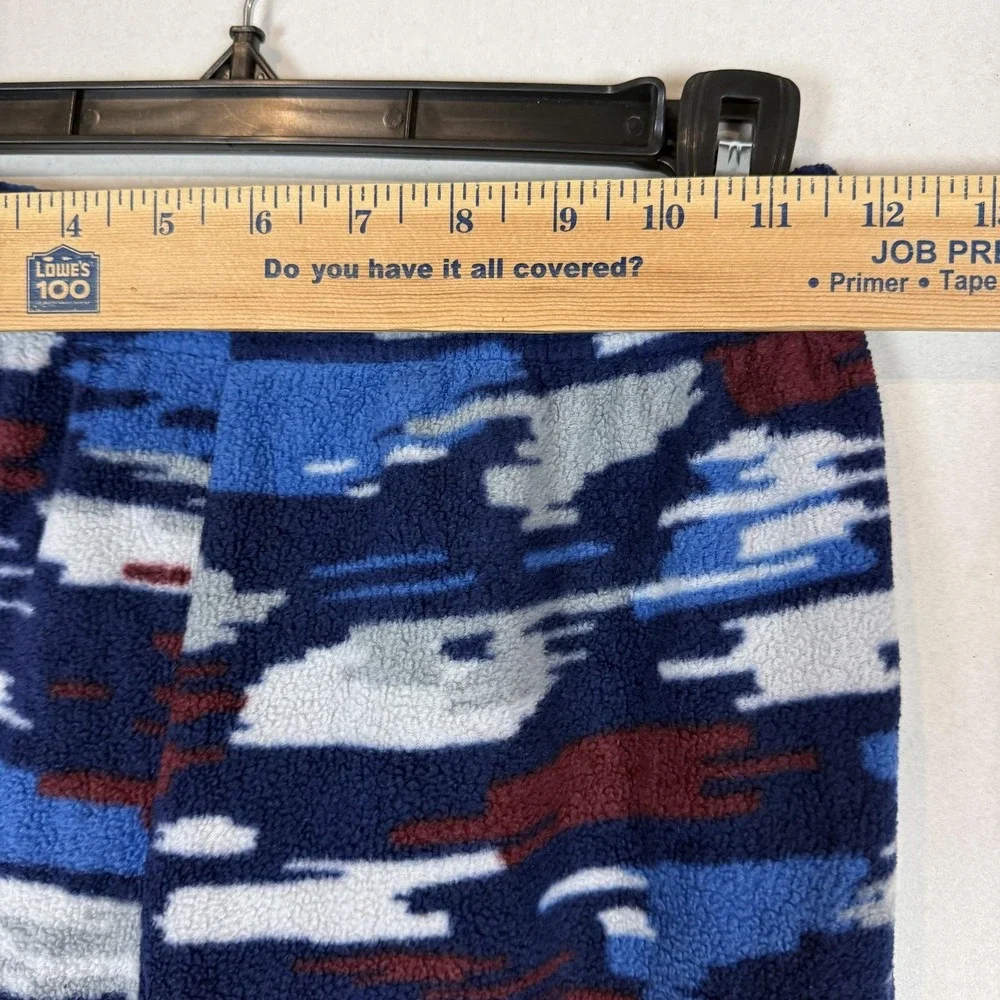 Eddie Bauer Pijama Pants Kids 10-12 Blue Fleece Camo Elastic Waist Winter Lounge